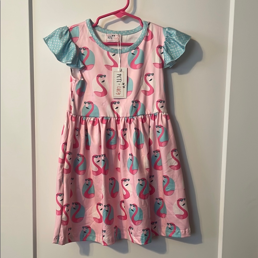 Pete and Lucy Pink Flamingo Kids Dress